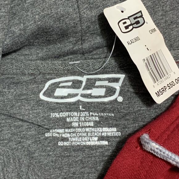 E5 ALABAMA CRIMSON TIDE NCAA FLEECE PULLOVER HOODIE Size Large Brand New - Picture 3 of 6